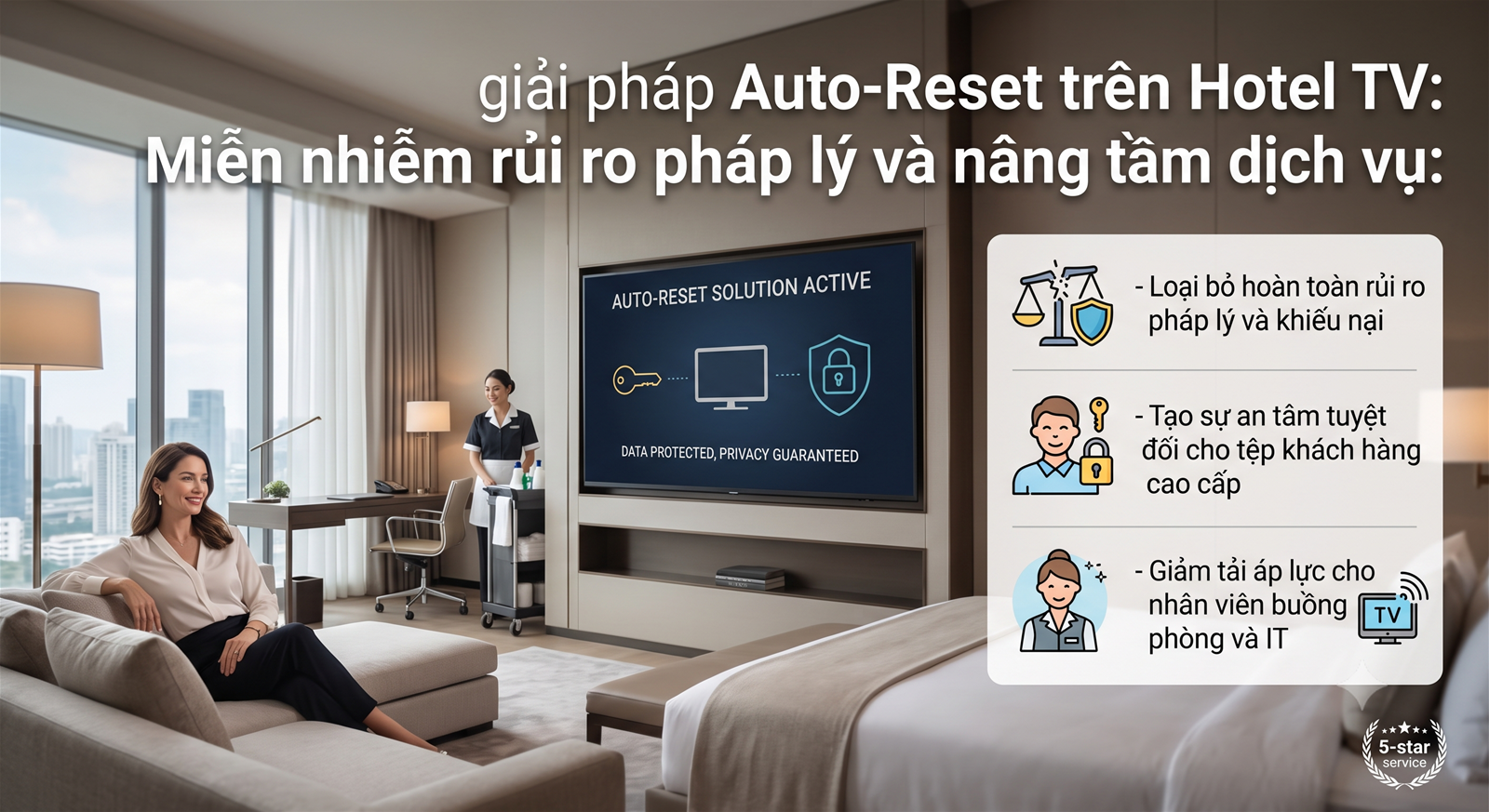 Bảo mật tuyệt đối với tính năng Auto-Reset Giải pháp bảo vệ quyền riêng tư của khách hàng