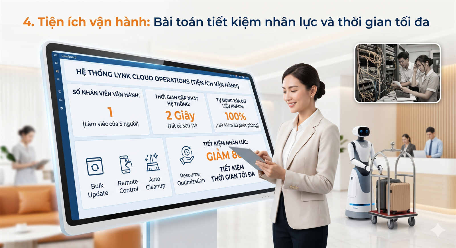 Giải Pháp LYNK Cloud: Cách Quản Lý Hệ Thống 500 Tivi Khách Sạn Chỉ Bằng Một Cú Click