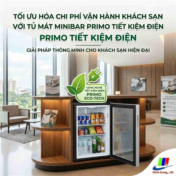 Tối ưu hóa chi phí vận hành khách sạn với tủ mát Minibar Primo tiết kiệm điện
