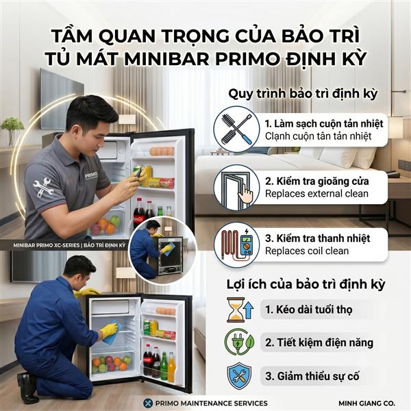 Bí quyết kéo dài tuổi thọ thiết bị: Hướng dẫn bảo trì tủ mát Minibar Primo cho bộ phận kỹ thuật